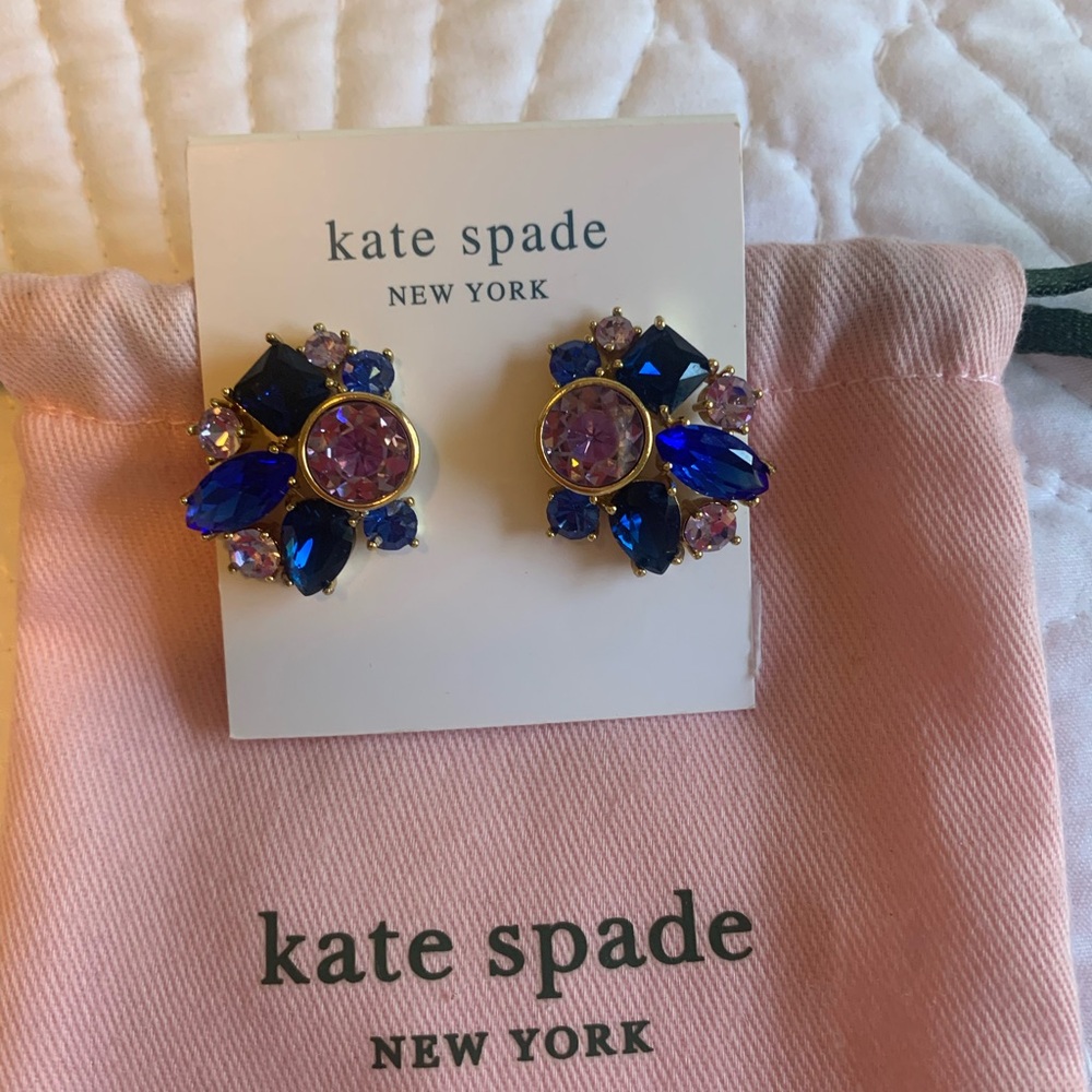Kate Spade Blue and Pink Statement Pierced Earrings